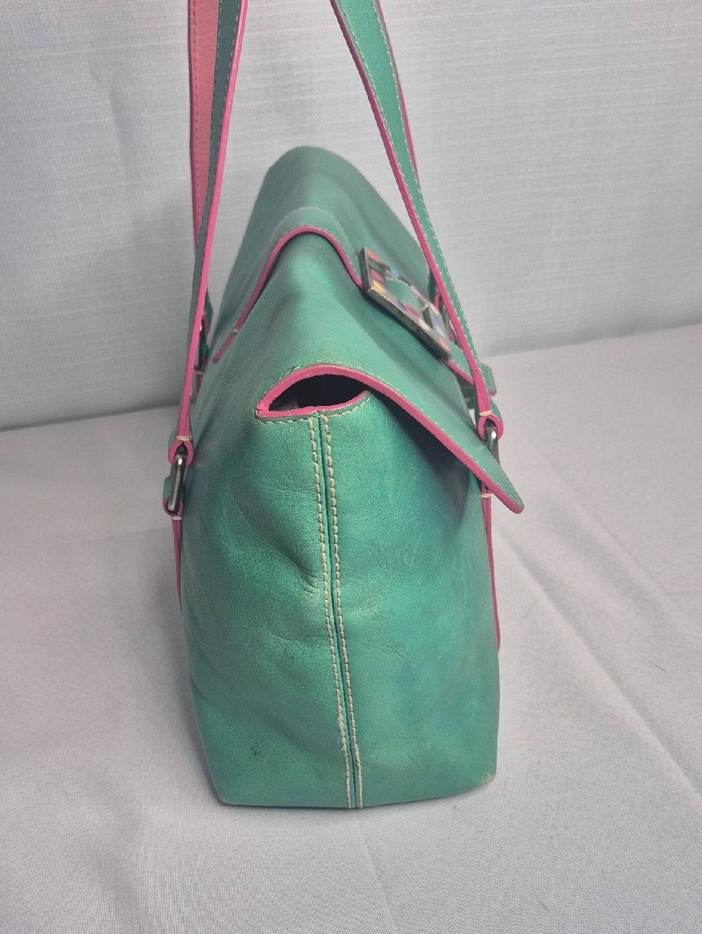 Dooney & Bourke RARE Vintage Flap Tote Square Hearts - Picture 6 of 17